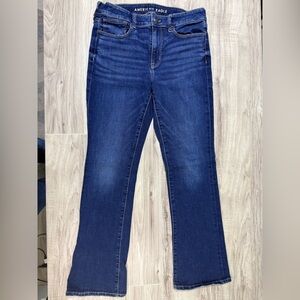 American Eagle Outfitters Women's Dark Blue High Rise Skinny Kick Jeans